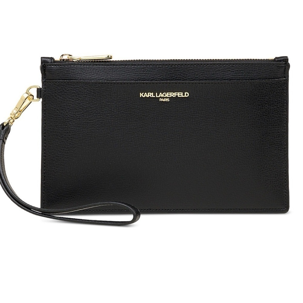 Karl Lagerfeld black with goldwristleT 7x4.5 NWOT